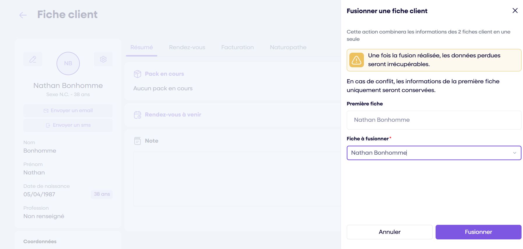 Deuxieme etape de fusion