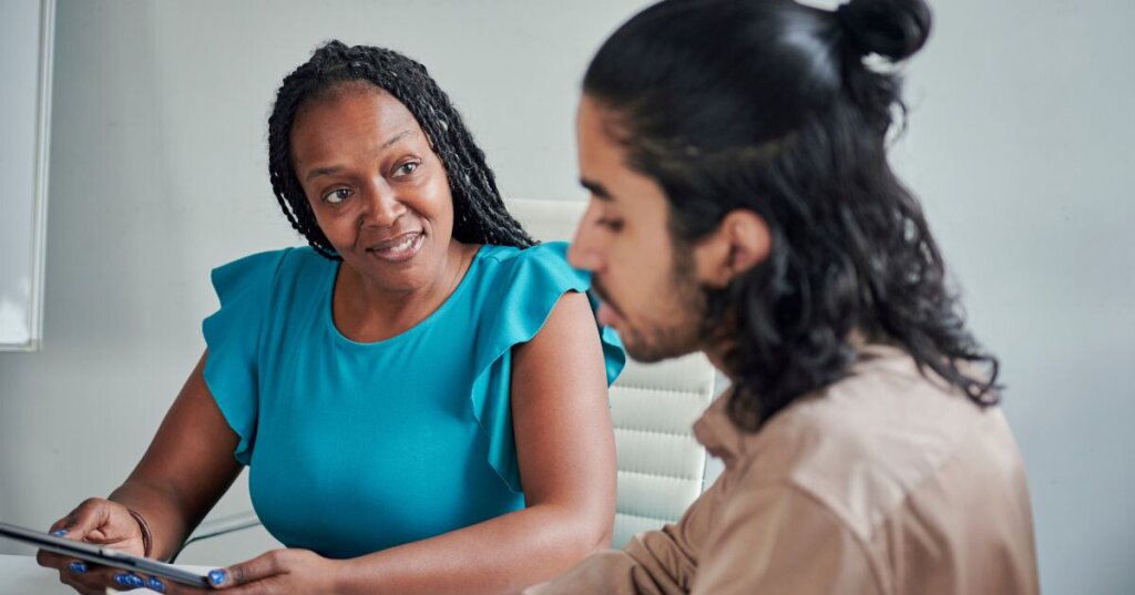 coaching de vie entre une praticienne et un client